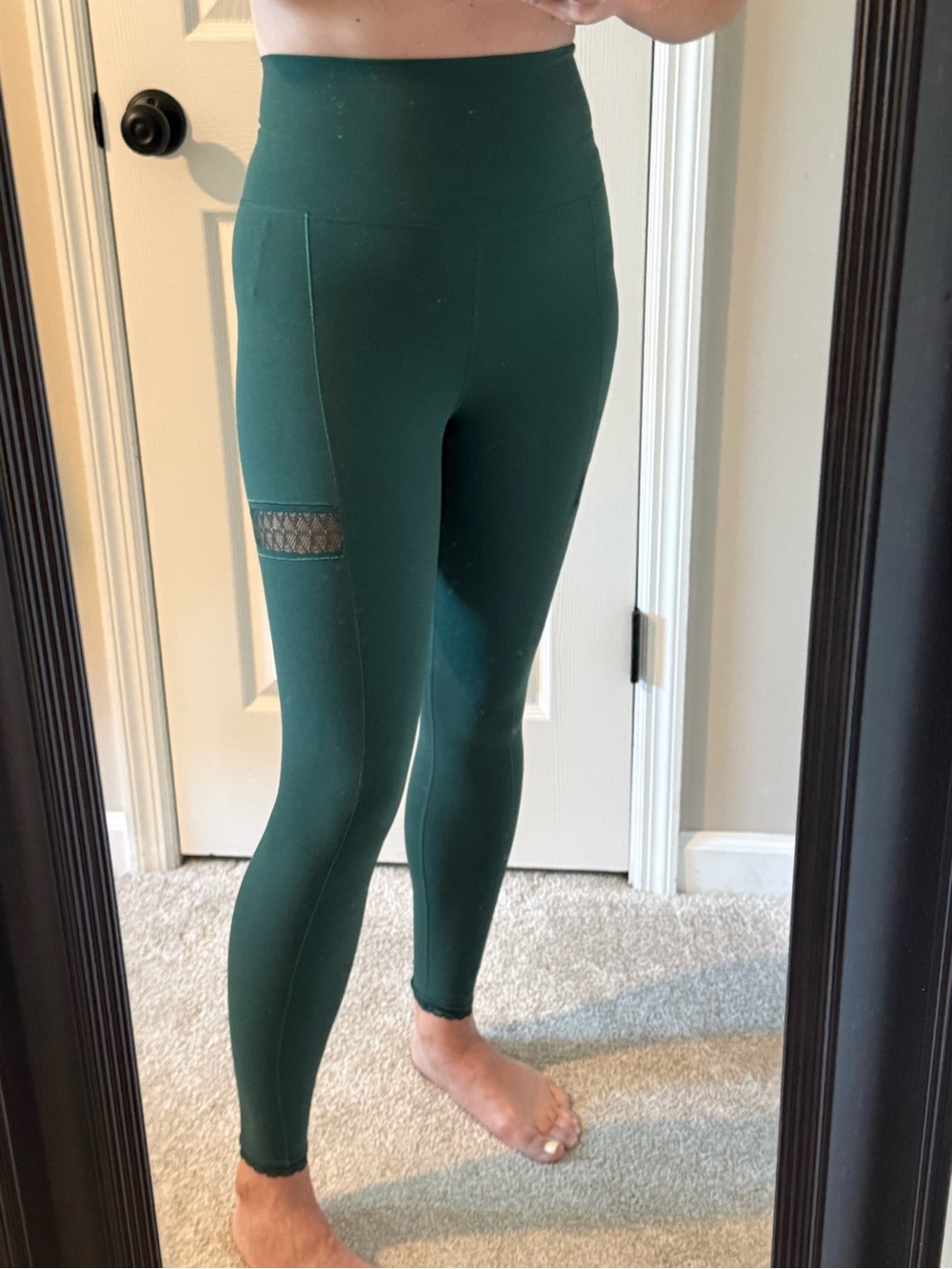 Nike Forest Green High-Waist Leggings with Side Mesh Panel